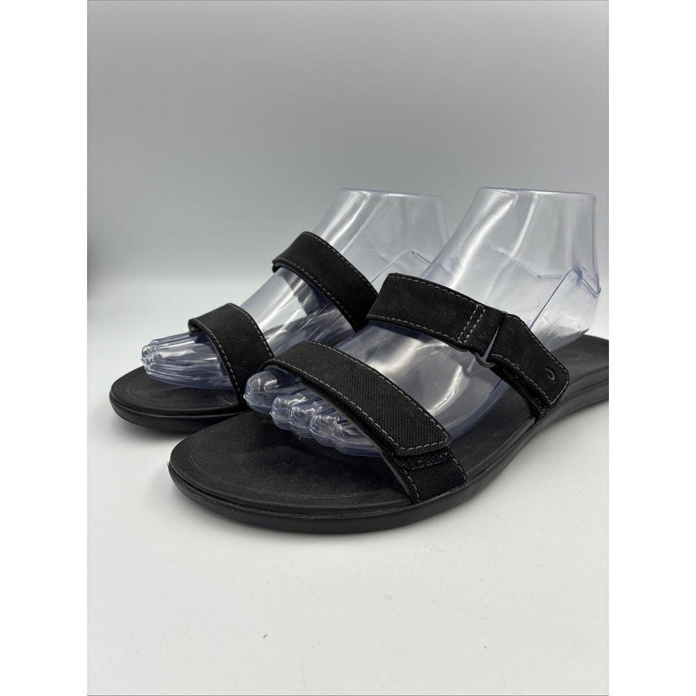 OluKai Kipuka Black Comfort Slide Sandals with adjustable straps Size 10 Women's